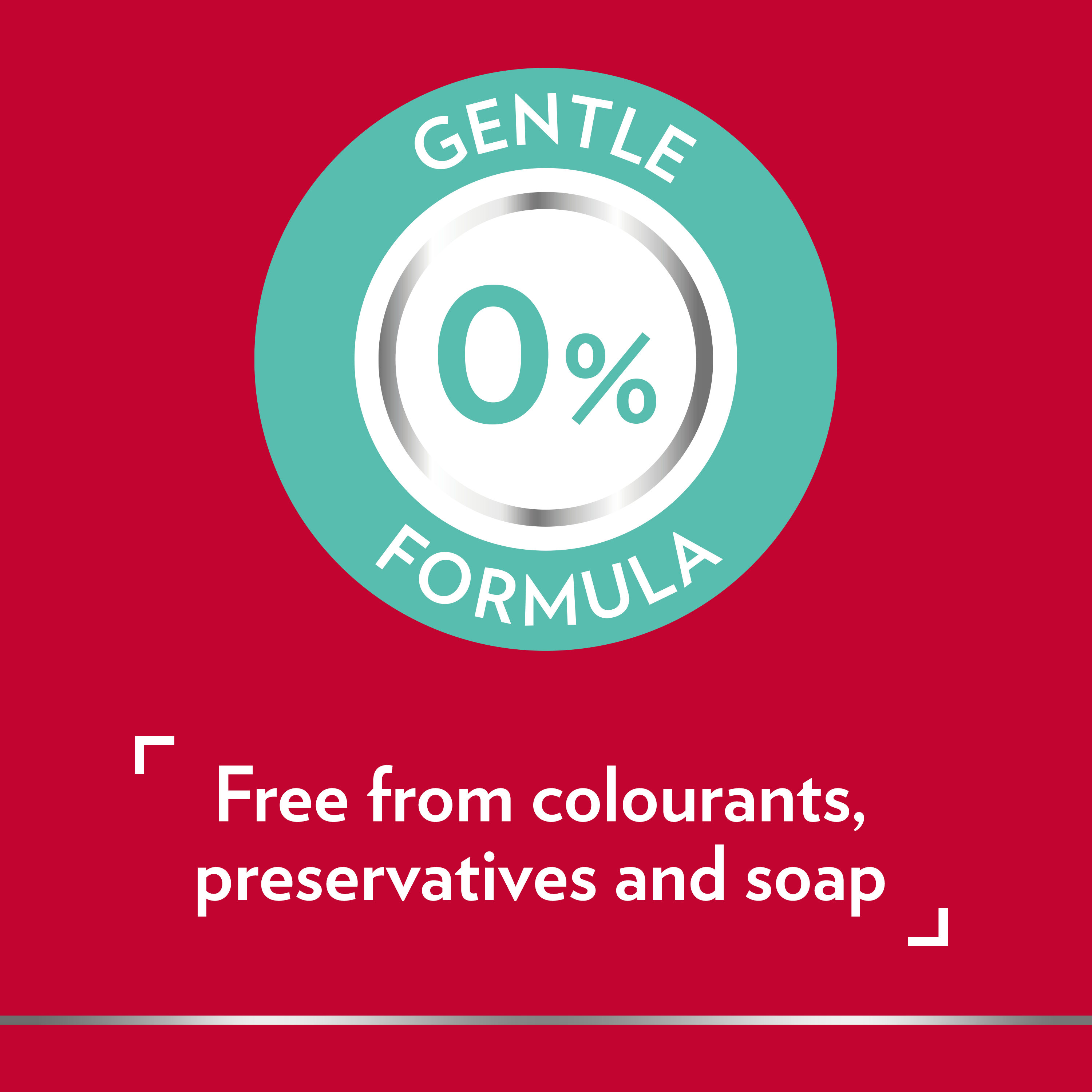 Canesten Gentle Formula 0 percent iconwith the caption free from colourants preservatives and soap.